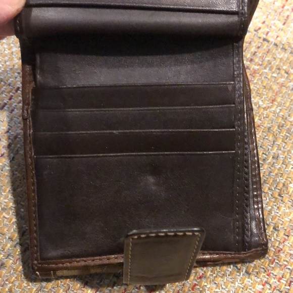 COACH Patchwork Bifold Brown Leather Madras Wallet with Coin Section - Picture 13 of 17